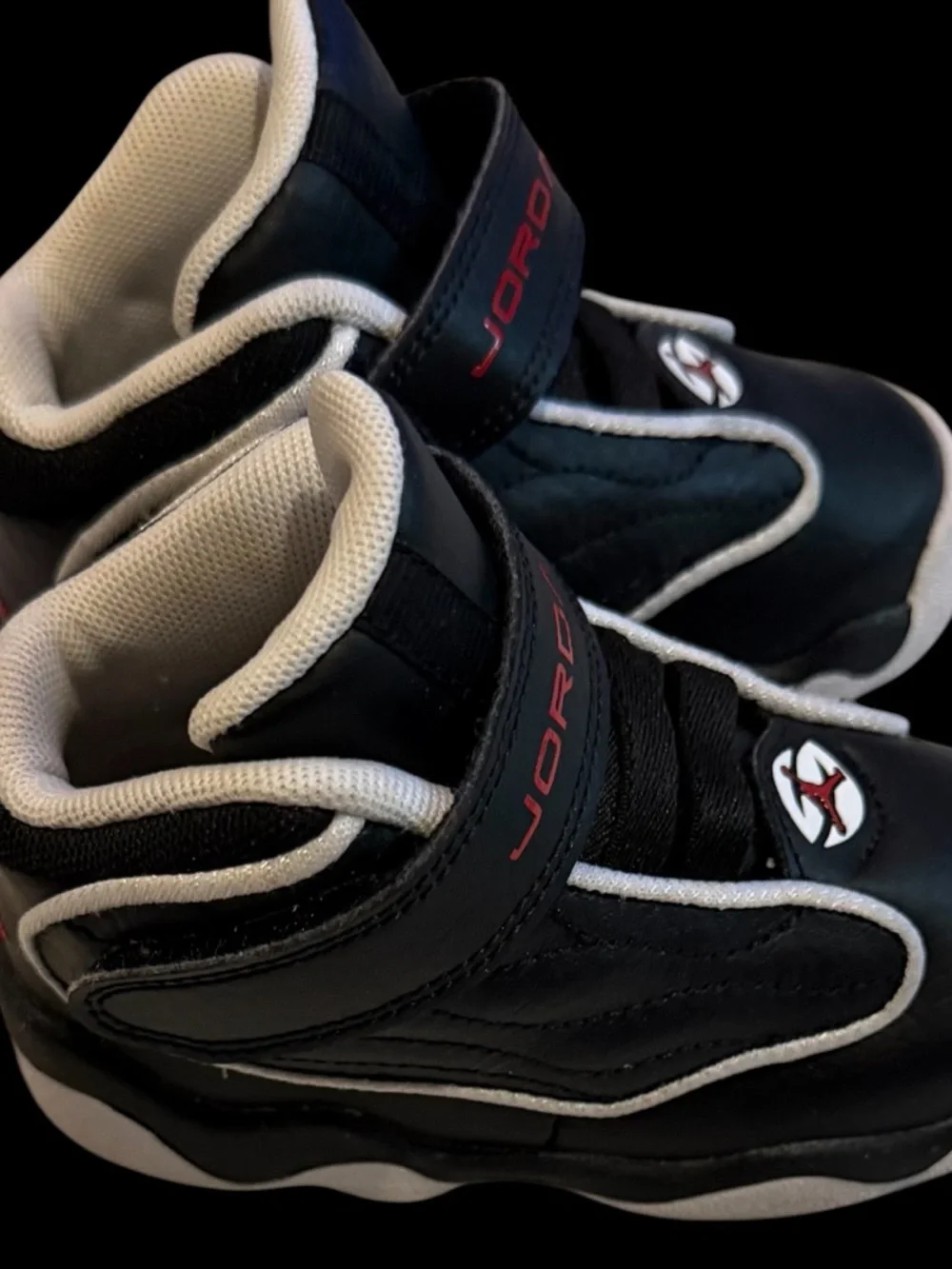 Jordan Kids Black and Red High-Top Sneakers with White Trim size 6C